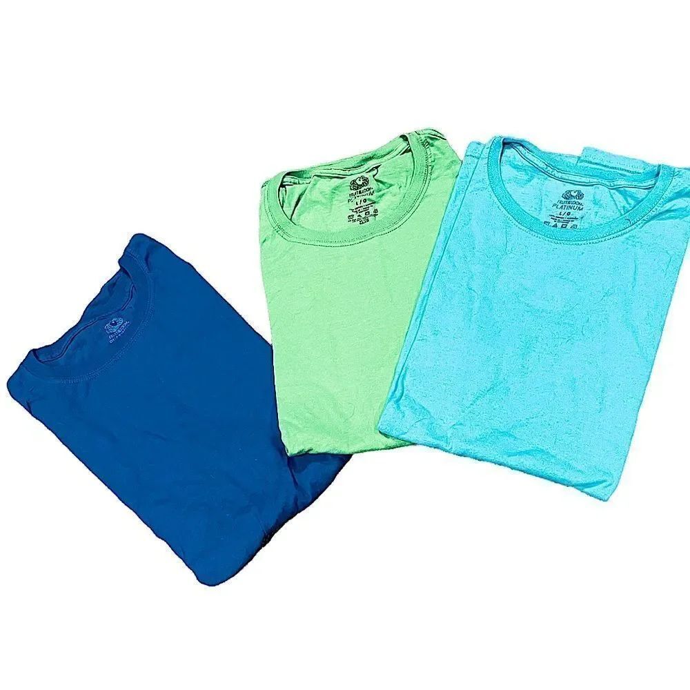 Crew Neck Short sleeve Tshirts - pale green, turquoise and blue